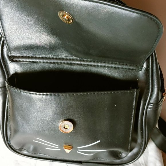 Black faux leather gothic kitty cat backpack - Picture 8 of 8